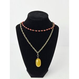 Earthbound Trading Co necklace double chain stone pendent